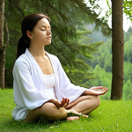 **Image Prompt 1: Mindfulness Meditation**  
   "An individual sitting in a serene, quiet space, practicing mindfulness meditation. They are in a comfortable position with a straight back and closed eyes, surrounded by soft natural light. The atmosphere is calm, with gentle sounds of nature in the background, symbolizing peace and inner tranquility."