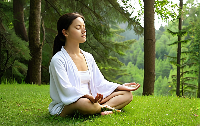 **Image Prompt 1: Mindfulness Meditation**  
   "An individual sitting in a serene, quiet space, practicing mindfulness meditation. They are in a comfortable position with a straight back and closed eyes, surrounded by soft natural light. The atmosphere is calm, with gentle sounds of nature in the background, symbolizing peace and inner tranquility."